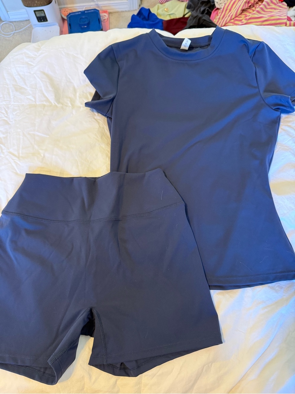 High-Waist Navy Bike Shorts — Smooth Performance Stretch